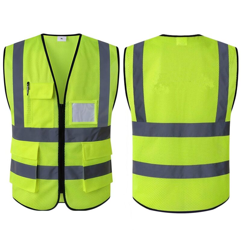 Custom Class 2 Reflective Safety Vest Mesh Pockets - 9