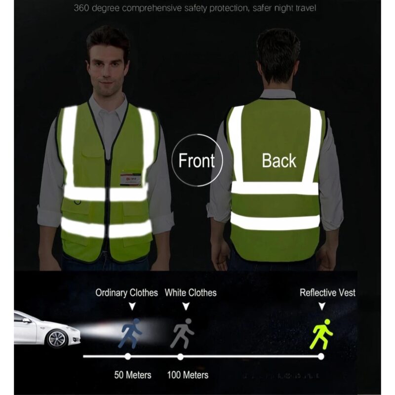Custom Custom High Visibility Multi-Pocket Reflective Safety Vest - 3
