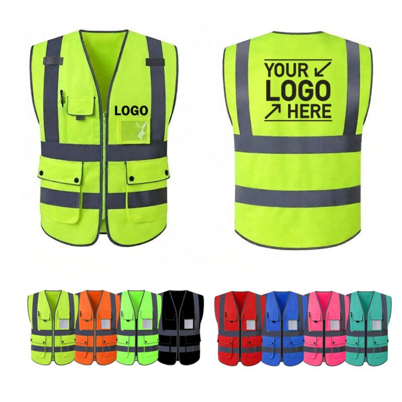 Custom Reflective Safety Vest with Multi-Pocket Design