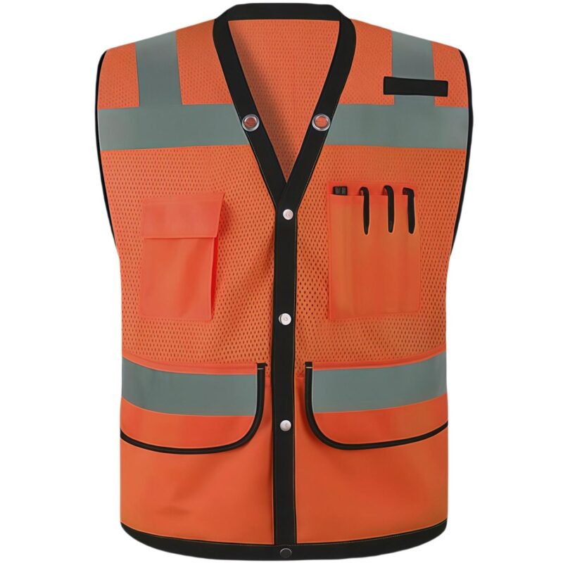 Custom Four Pocket Mesh Reflective Safety Vest - 2