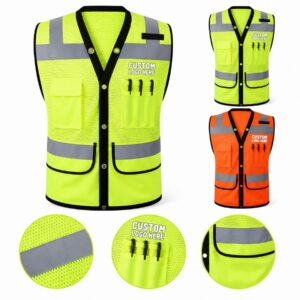 Custom Four Pocket Mesh Reflective Safety Vest