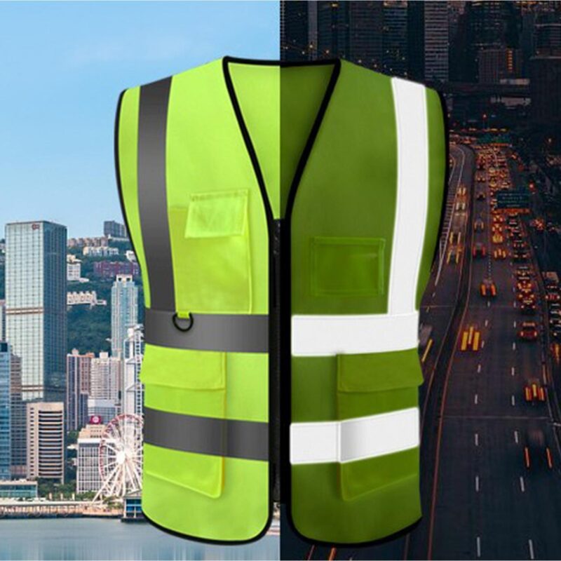 Custom Knitted Fabric Multi-Pocket High Visibility Reflective Safety Vest - 4
