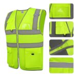 Custom Hi Vis Reflective Safety Vest W/ Pockets&Zipper - 2