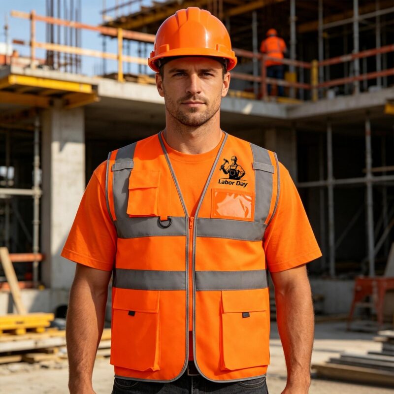 Custom Hi Vis Reflective Safety Vest W/ Pockets&Zipper - 3