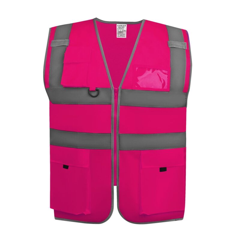 Custom Hi Vis Reflective Safety Vest W/ Pockets&Zipper - 6