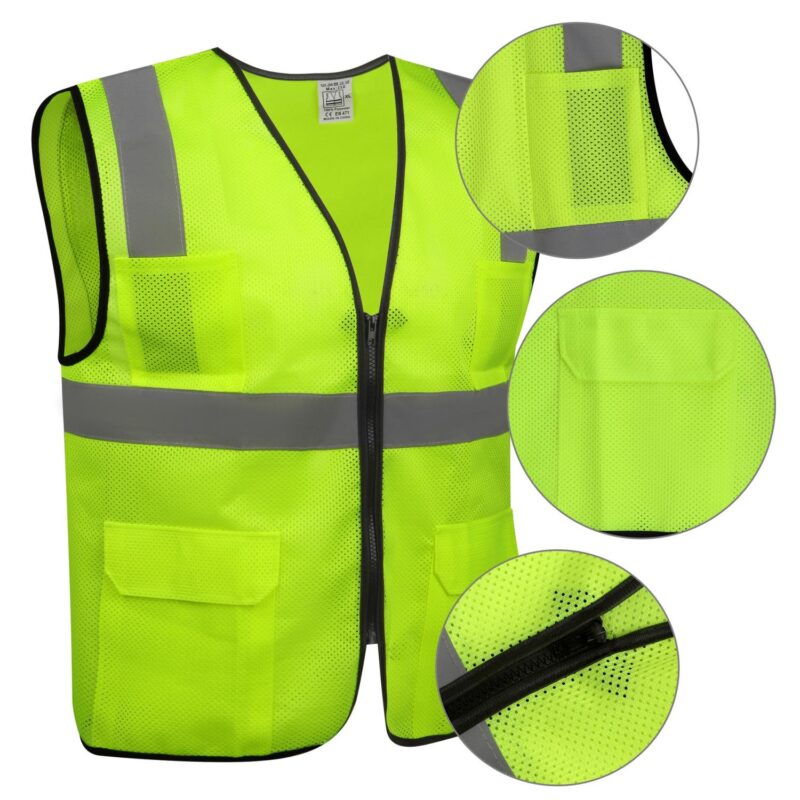 Custom High Visibility Mesh Reflective Safety Vest W/ 4 Pockets - 2