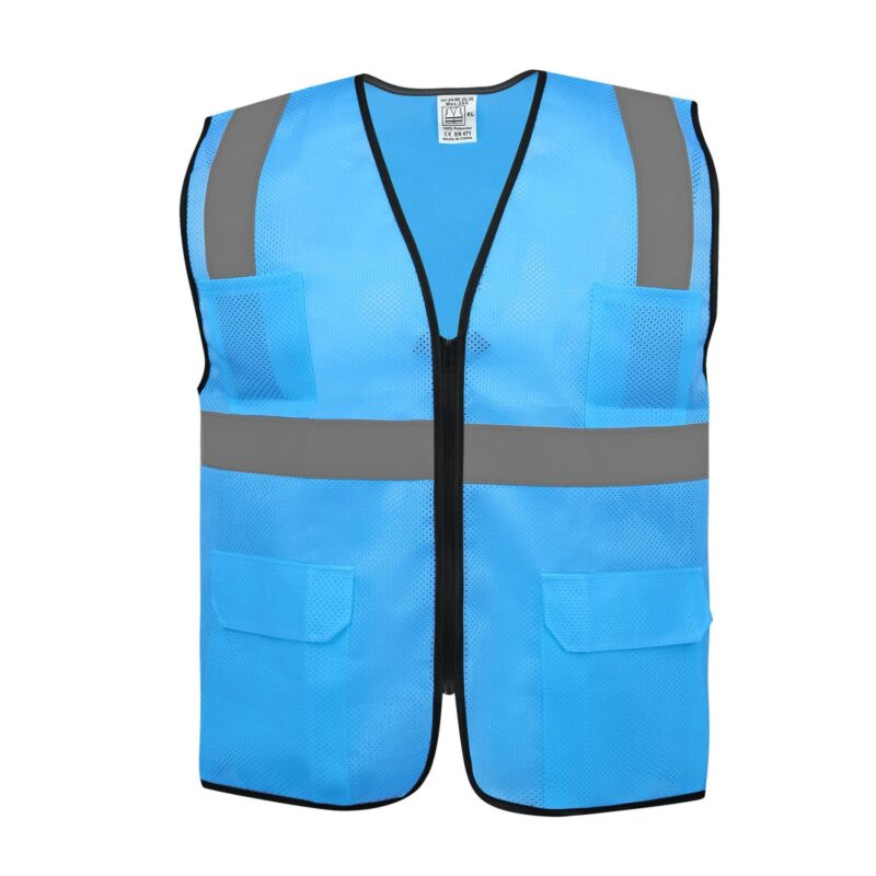 Custom High Visibility Mesh Reflective Safety Vest W/ 4 Pockets - 9