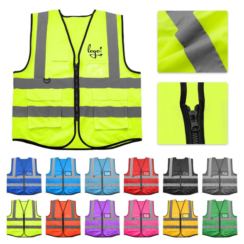 Custom Multi-Pocket Reflective Safety Vest for Construction Sanitation Traffic Night Work