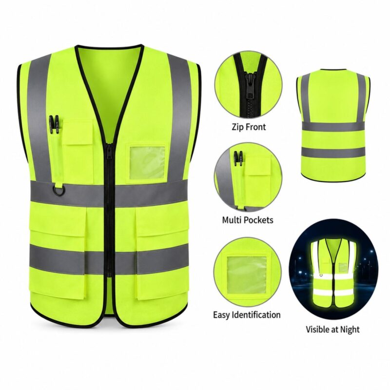 Custom Pocket Reflective Safety Vest For Promotional Giveaways - 3