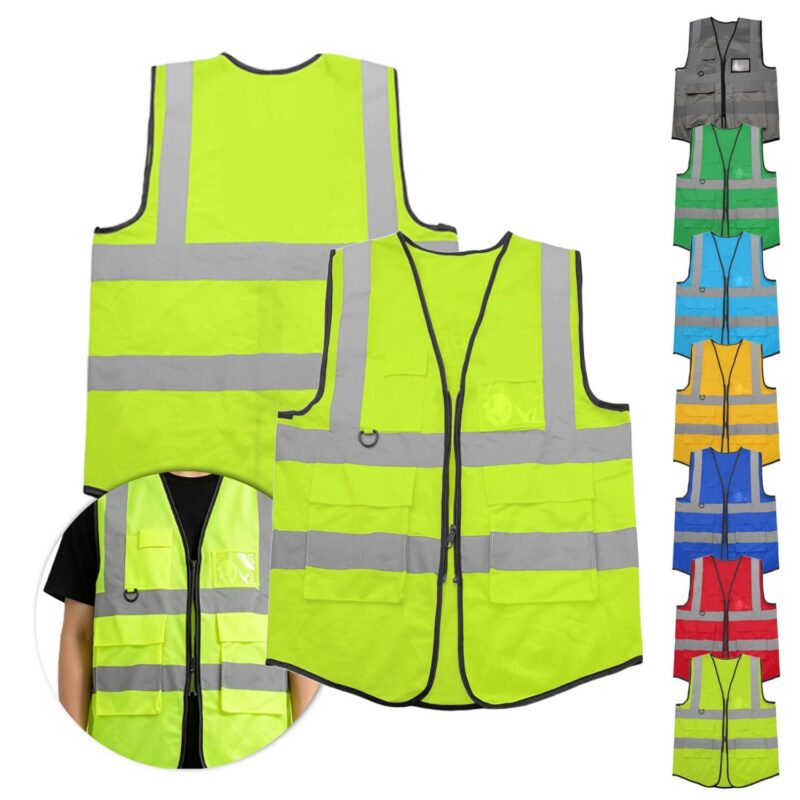 Custom Multi Pocket Reflective Safety Vest Zipper - 1
