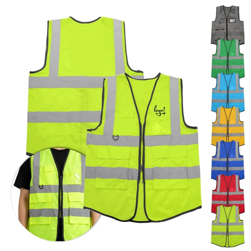 Custom Multi Pocket Reflective Safety Vest Zipper