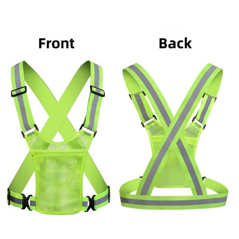 Custom Reflective Safety Vest Adjustable Running Cycling - 3