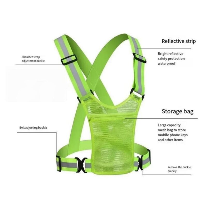 Custom Reflective Safety Vest Adjustable Running Cycling - 4