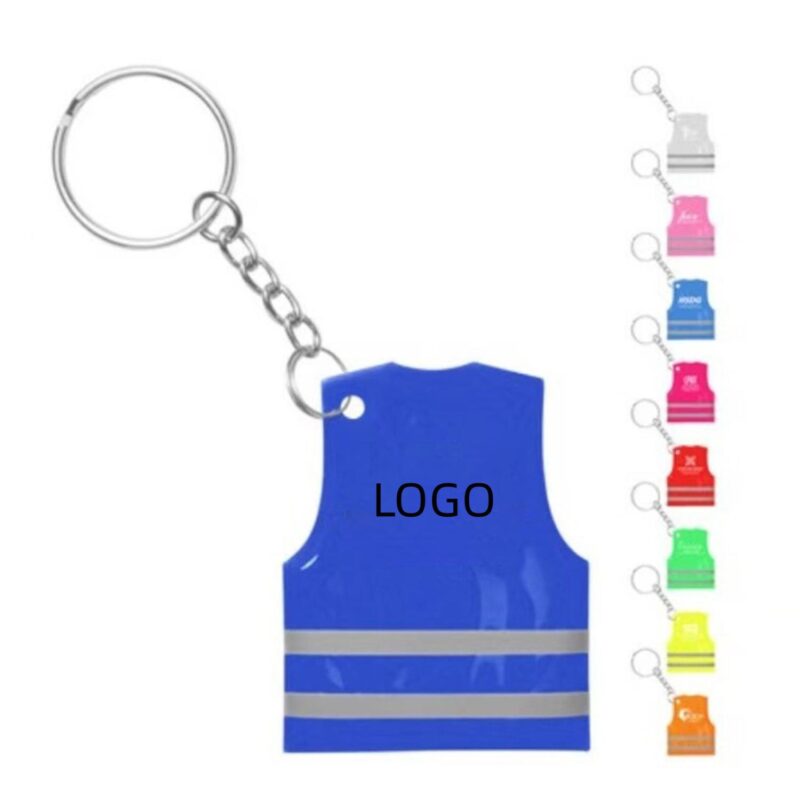 Reflective-Safety-Vest-Shaped-PVC-Keychain-SKJ95 Custom Reflective Safety Vest Shaped PVC Keychain