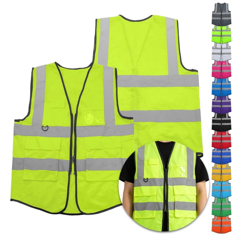 Custom High Visibility Reflective Safety Vest With Multiple Pockets - 1