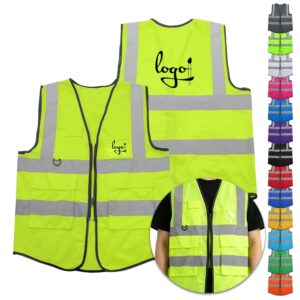 Custom High Visibility Reflective Safety Vest With Multiple Pockets