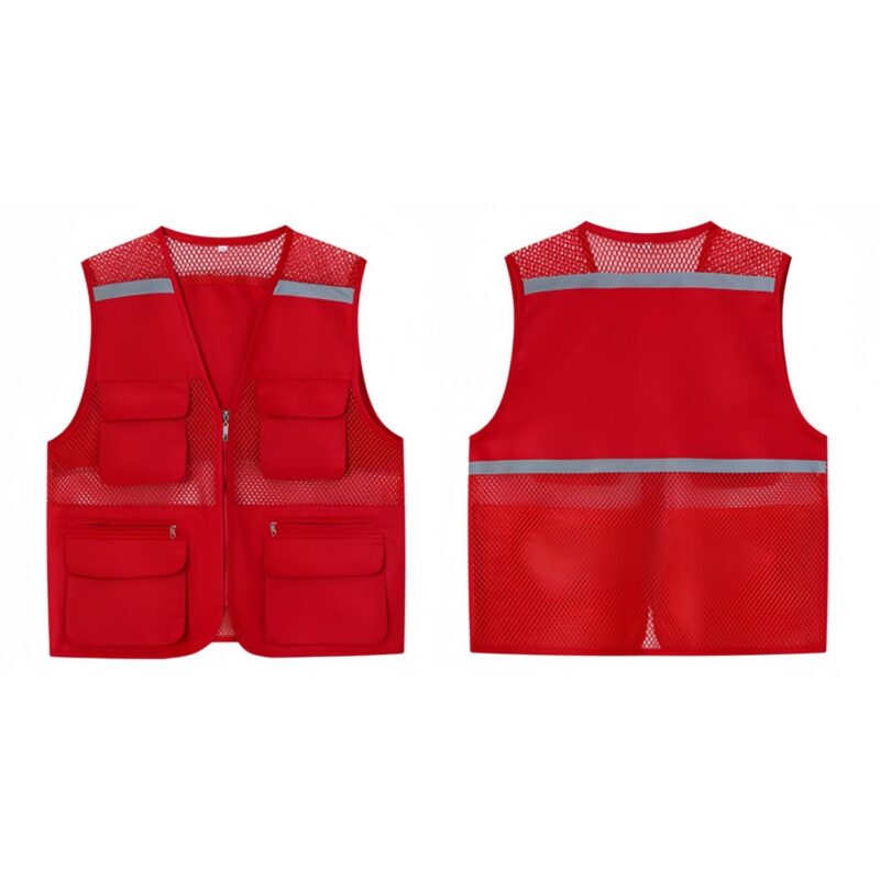 Custom Reflective Safety Vest/Mesh Breathable Workwear with Pockets&Zipper - 1