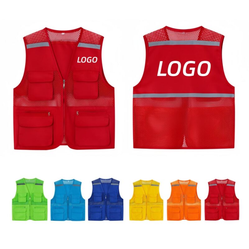 Reflective-Safety-VestMesh-Breathable-Workwear-with-PocketsZipper-SGRZ140 Custom Reflective Safety Vest/Mesh Breathable Workwear with Pockets&Zipper