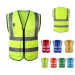 Custom Traffic Reflective Safety Vest With Multiple Pockets