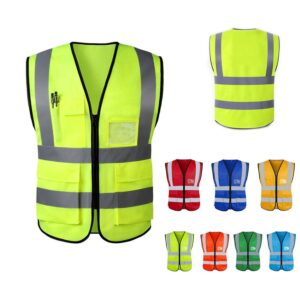 Custom Traffic Reflective Safety Vest With Multiple Pockets