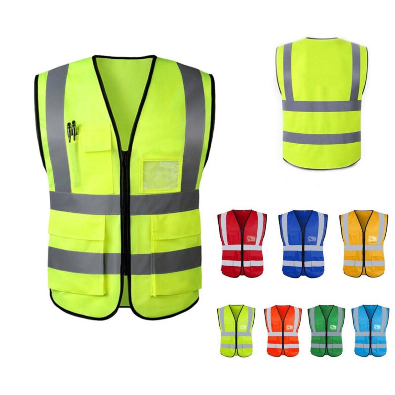Custom Traffic Reflective Safety Vest With Multiple Pockets